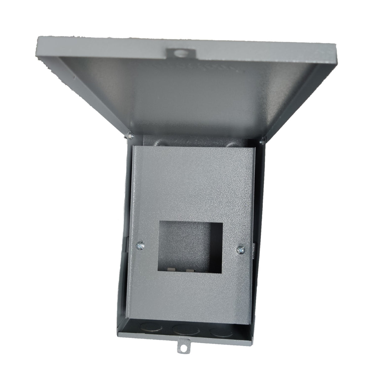 Metallic wall-mounted box on a white background