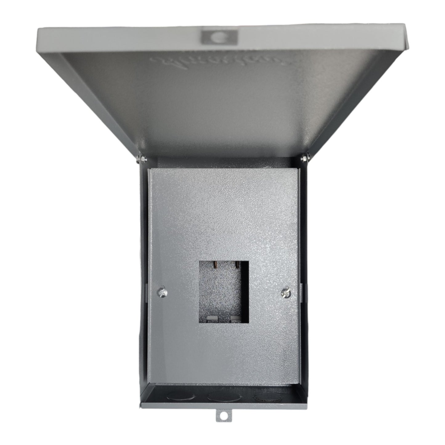 Metallic outdoor light fixture on a white background