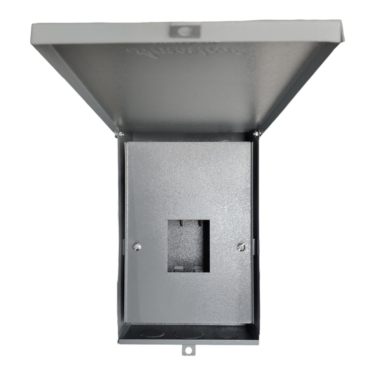 Metallic outdoor light fixture on a white background