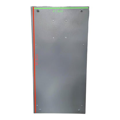 A gray metal panel with dimension markings showing 83.5 cm in height and 40.7 cm in width.