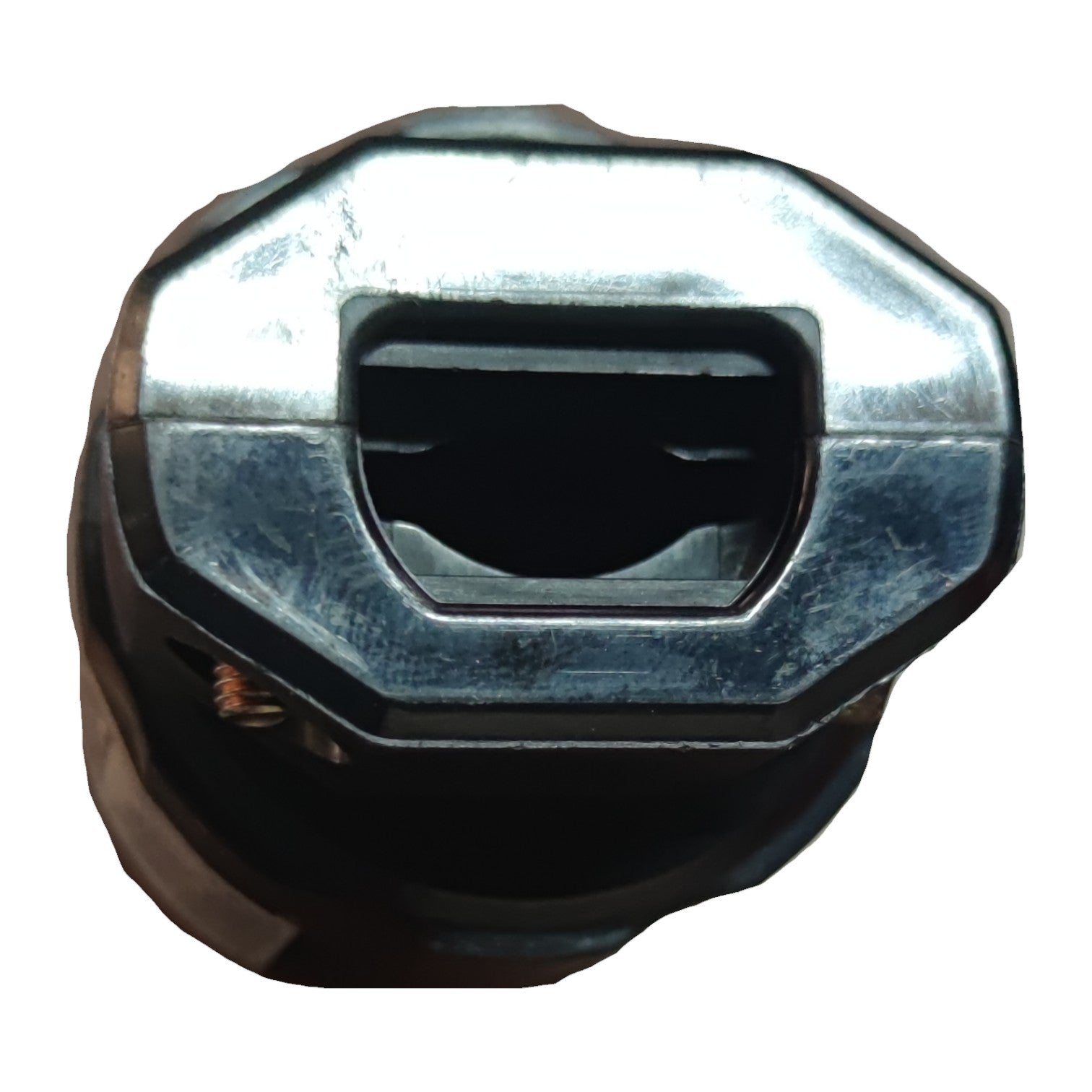 Metallic hexagonal cap with a central hole on a white background American Denki 20A 250V 3P+E Twist Lock Plug 41-20116 Twistlock Plug Twist to Lock Electx Electrical Supply