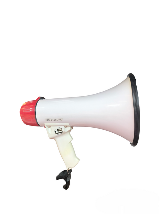 American Magic megaphone with siren white and red handheld public address system