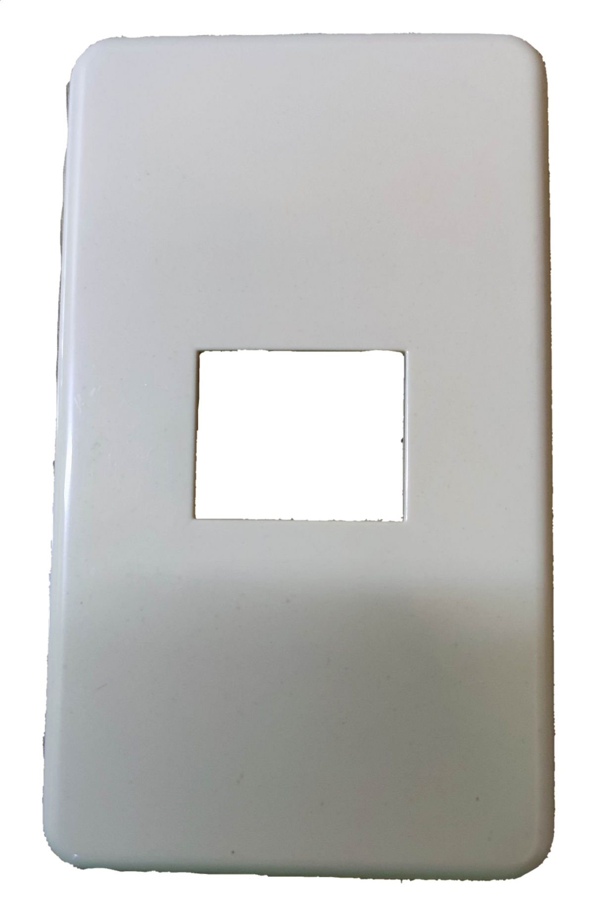 Anam white 1 gang switch plate for electrical circuitry and parts with a single rectangular opening