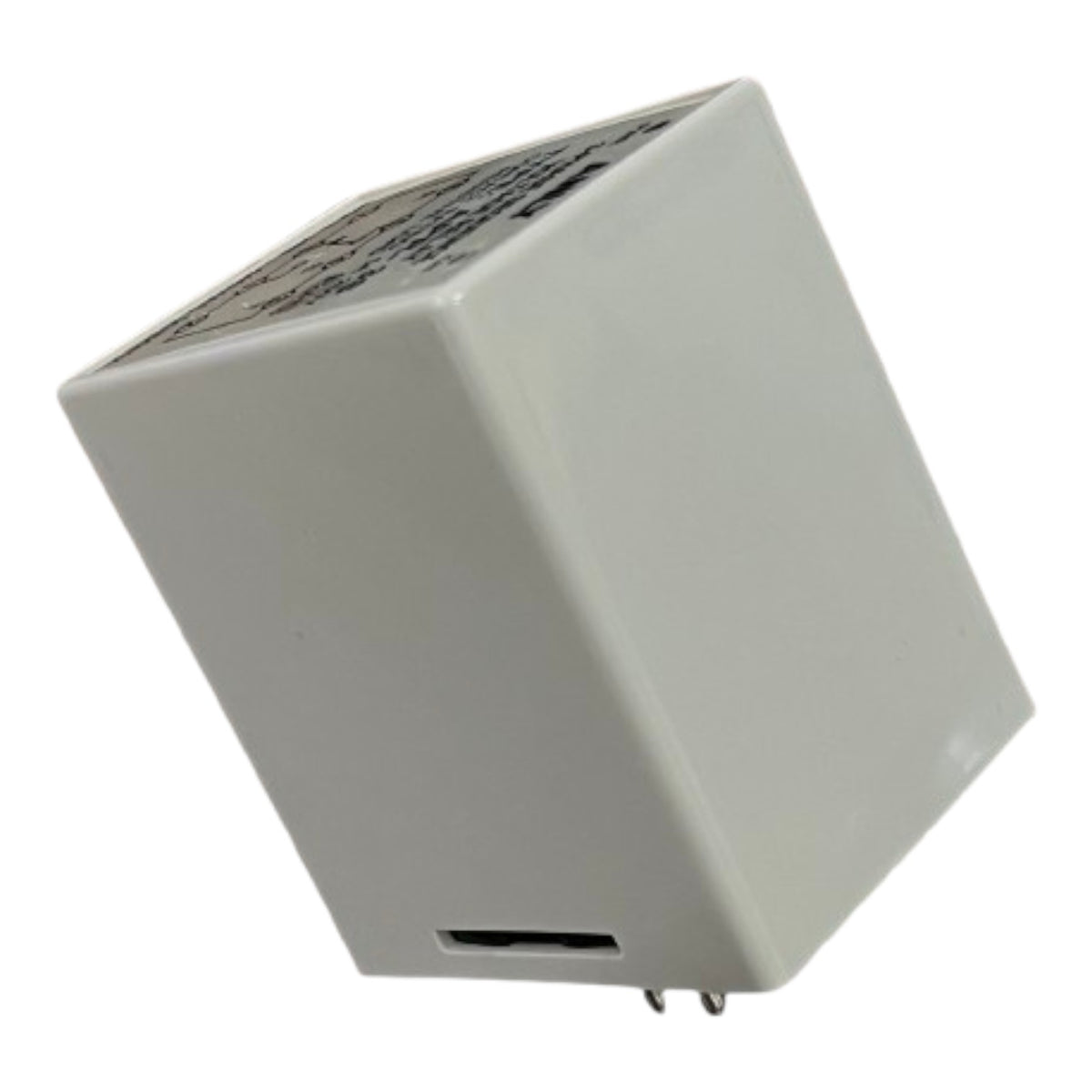 Square electronic device with a white background