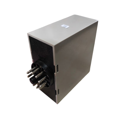 Rectangular metal device with multiple connectors on a white background