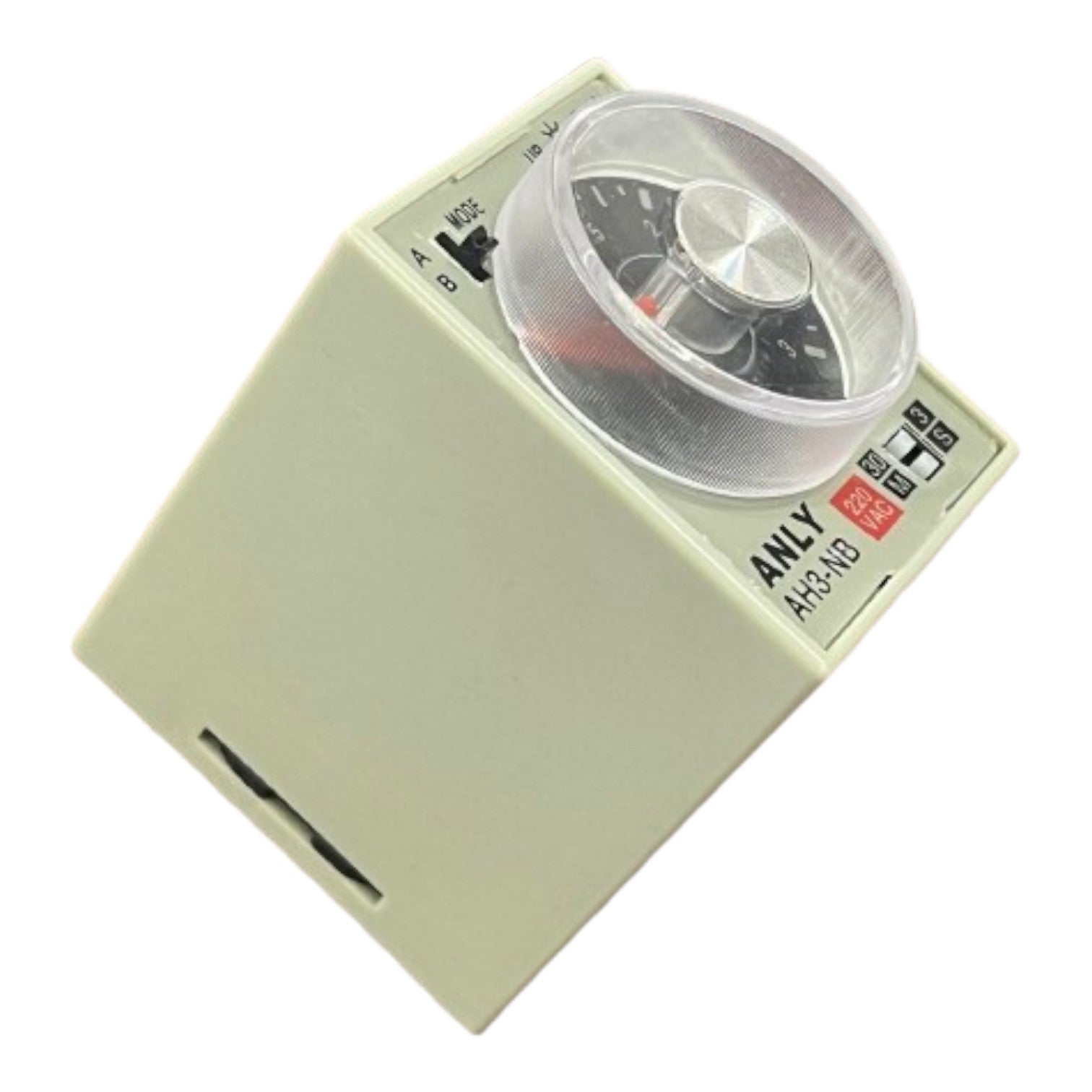 Vintage-style electronic device with a clear circular component on a white background