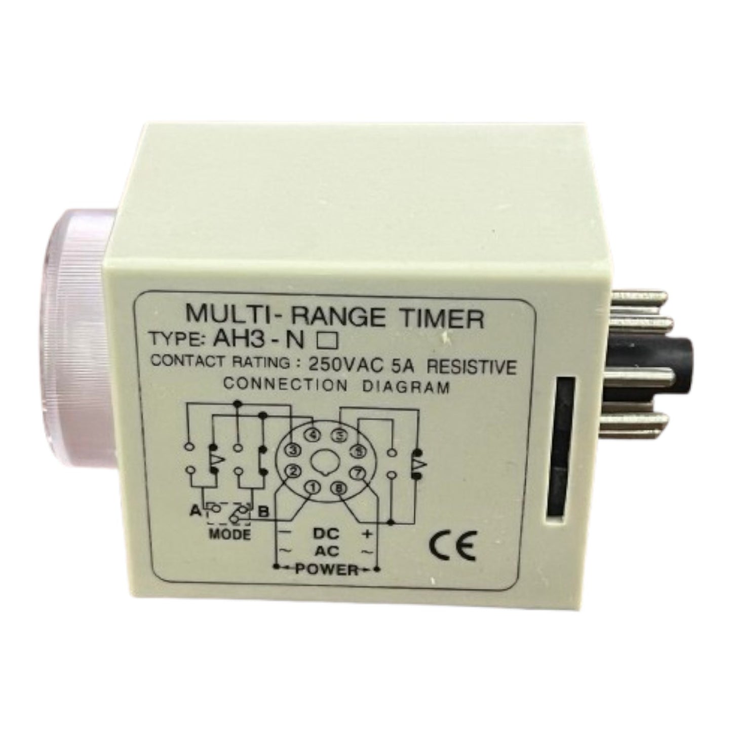 Multi-range timer device with technical diagram on a white background