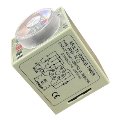 Multi-range timer switch with LED indicator on a white background