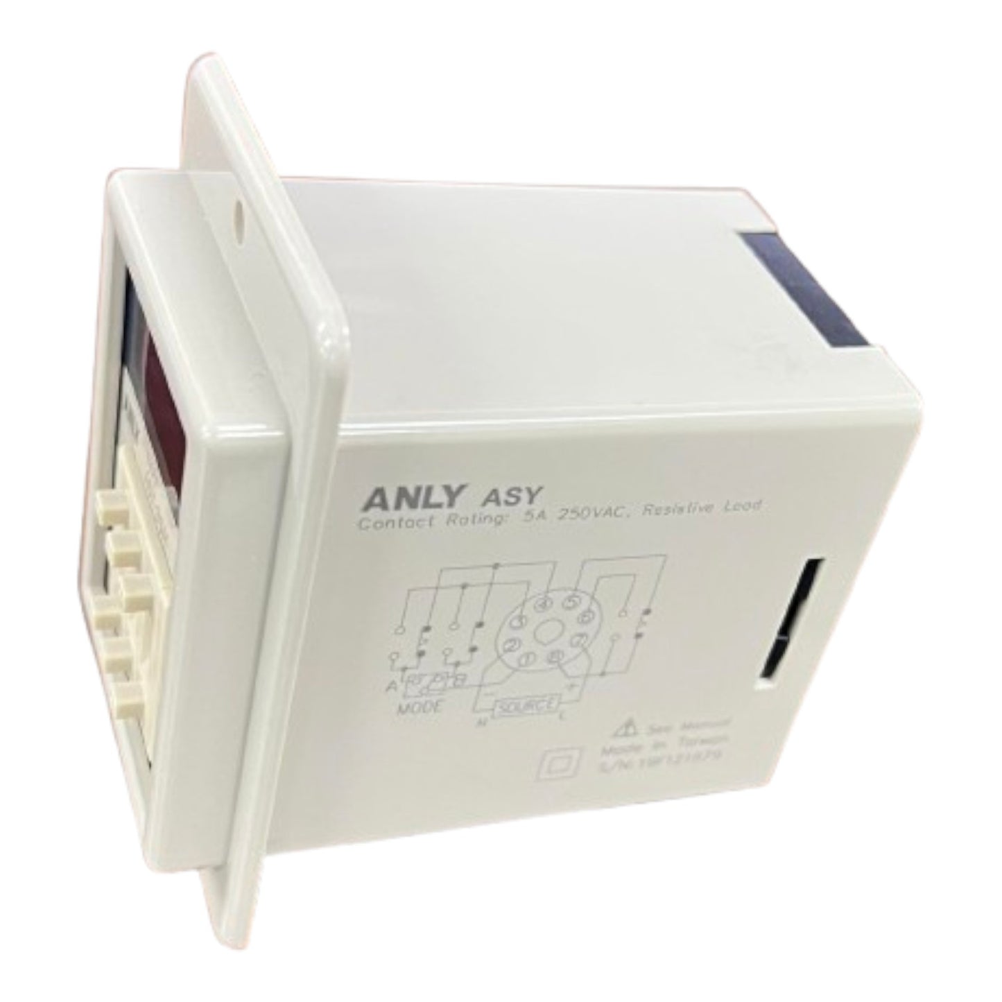 White electrical component with 'ANLY ASY' branding on a white background