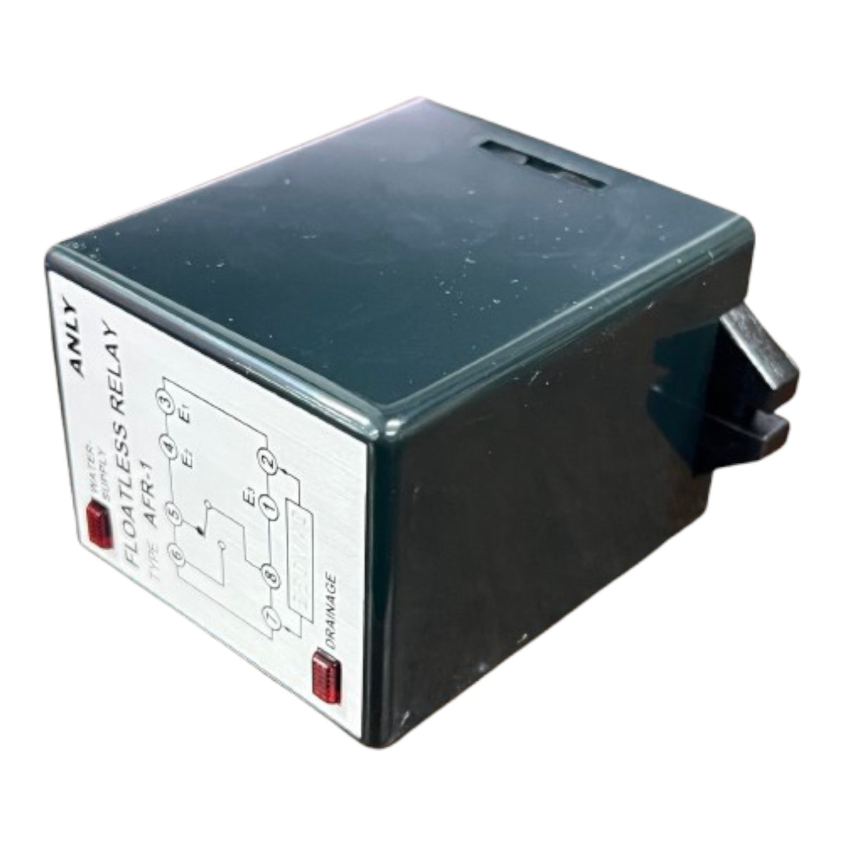 Electrical relay on a white background