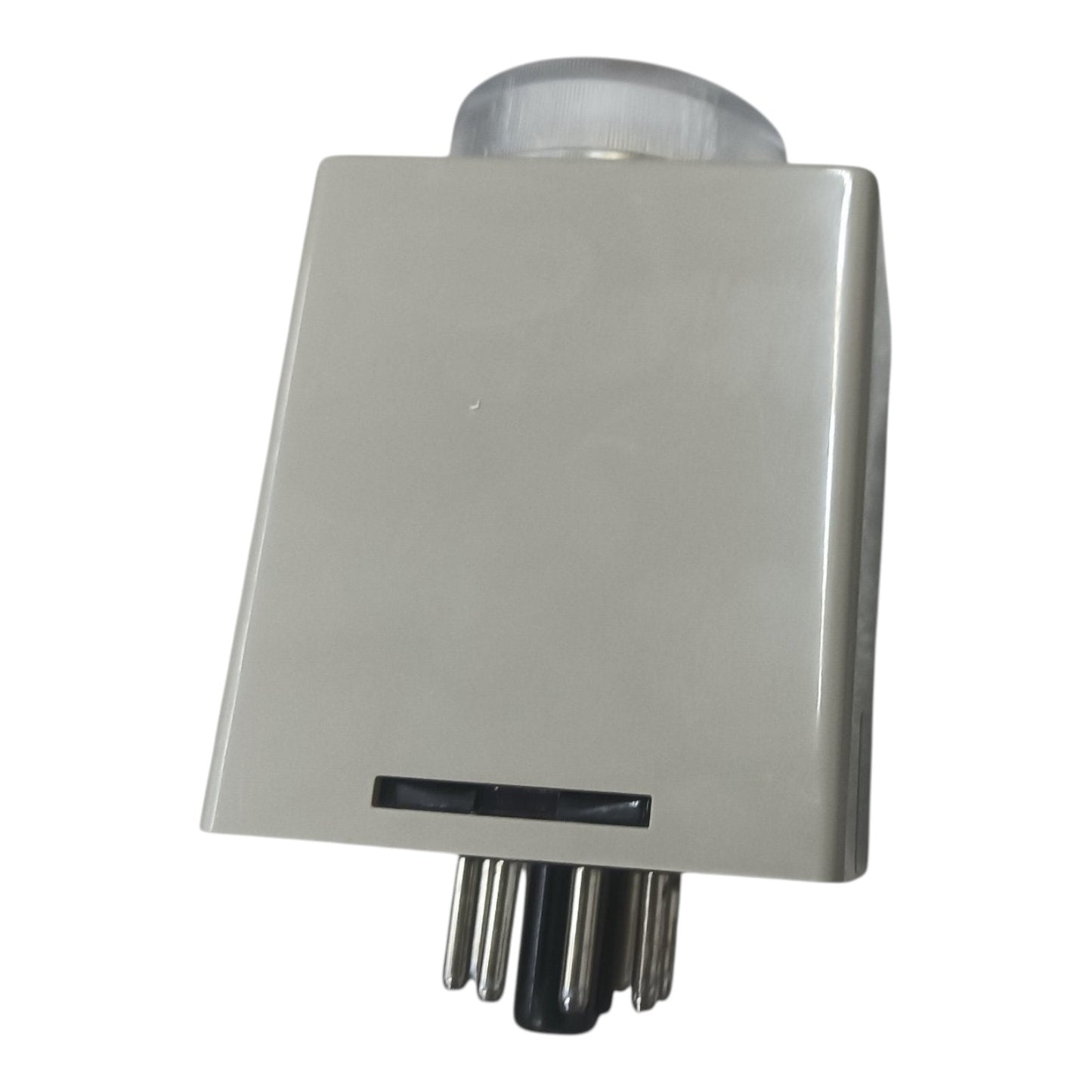 Rectangular outdoor light fixture with cylindrical design on a white background