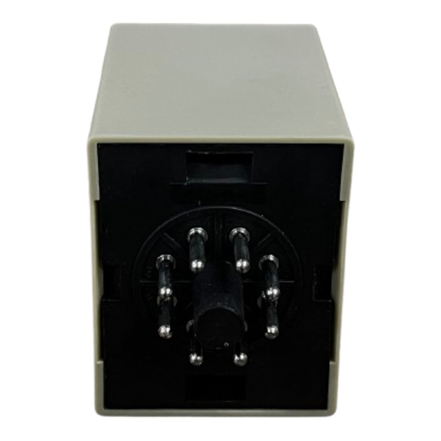 Black and beige electronic device with multiple ports on a white background