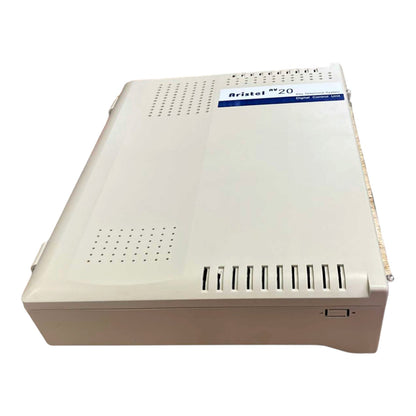 A beige Atrixel 20 digital air conditioner outdoor control box, photographed at an angle against a white background.