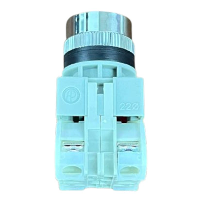 A light blue plastic electrical terminal block connector with a metallic silver top and a black gasket ring, shown against a plain white background.