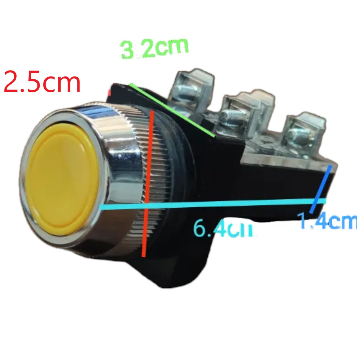 Auspicious 25mm Push Button Switch 3A 220V 2NO+2NC Red Green Yellow PB25 Electx Electrical Supply