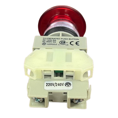 Auspicious Illuminated Emergency Push Button Red 22mm 3A 220V AC