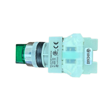 Auspicious Illuminated Selector Switch 22mm Green 2 Position 3A 220V
