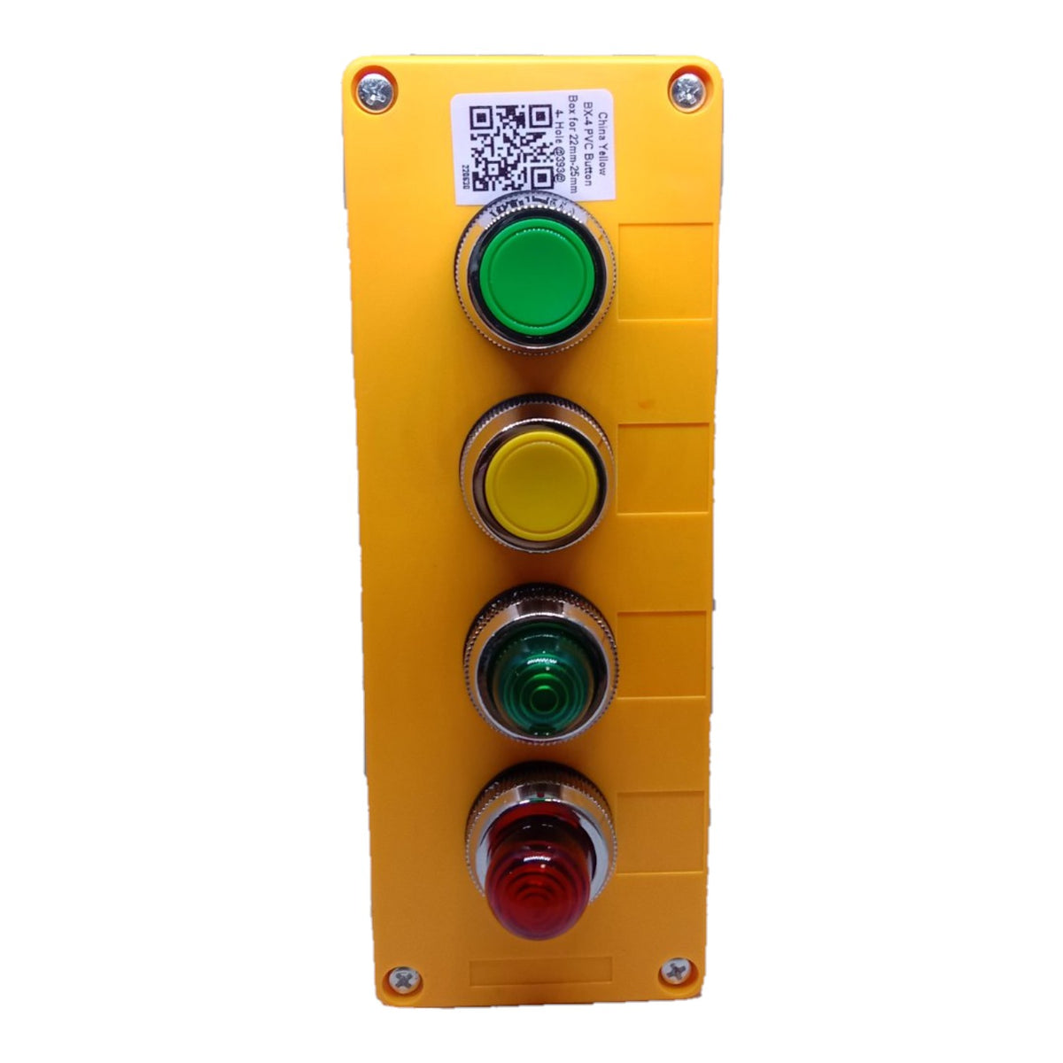 Auspicious 25mm Push Button Switch Green Yellow with Red Green Pilot Lamps