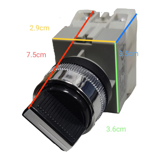 A small plastic and metal component shown on a white background with colored measurement lines and labels indicating dimensions: 2.9cm, 7.