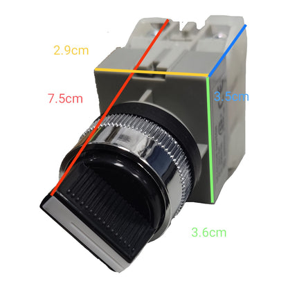 A small plastic and metal component shown on a white background with colored measurement lines and labels indicating dimensions: 2.9cm, 7.