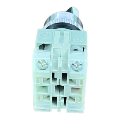 A light green plastic electrical terminal block connector with a silver metal screw terminal and a black ring, shown on a plain white background.