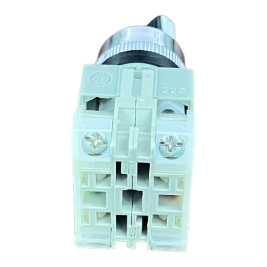 A light green plastic electrical terminal block connector with a silver metal screw terminal and a black ring, shown on a plain white background.