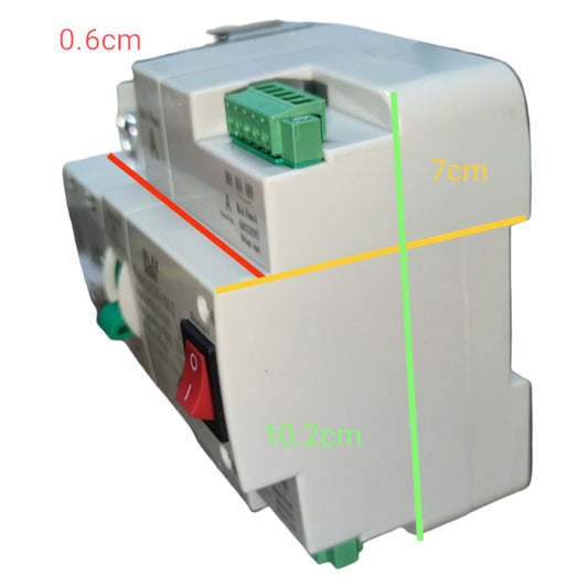 Electrical component with dimensions labeled on a white background