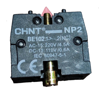 Chint auxiliary contact block NC model NP2 with voltage and current specifications for power points and switches