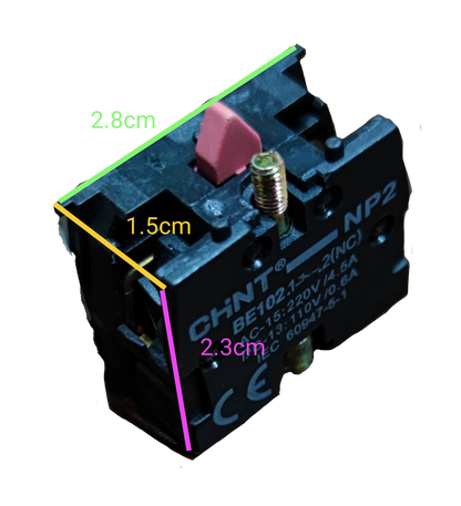 Chint auxiliary contact block NC switch with compact black design and red actuator
