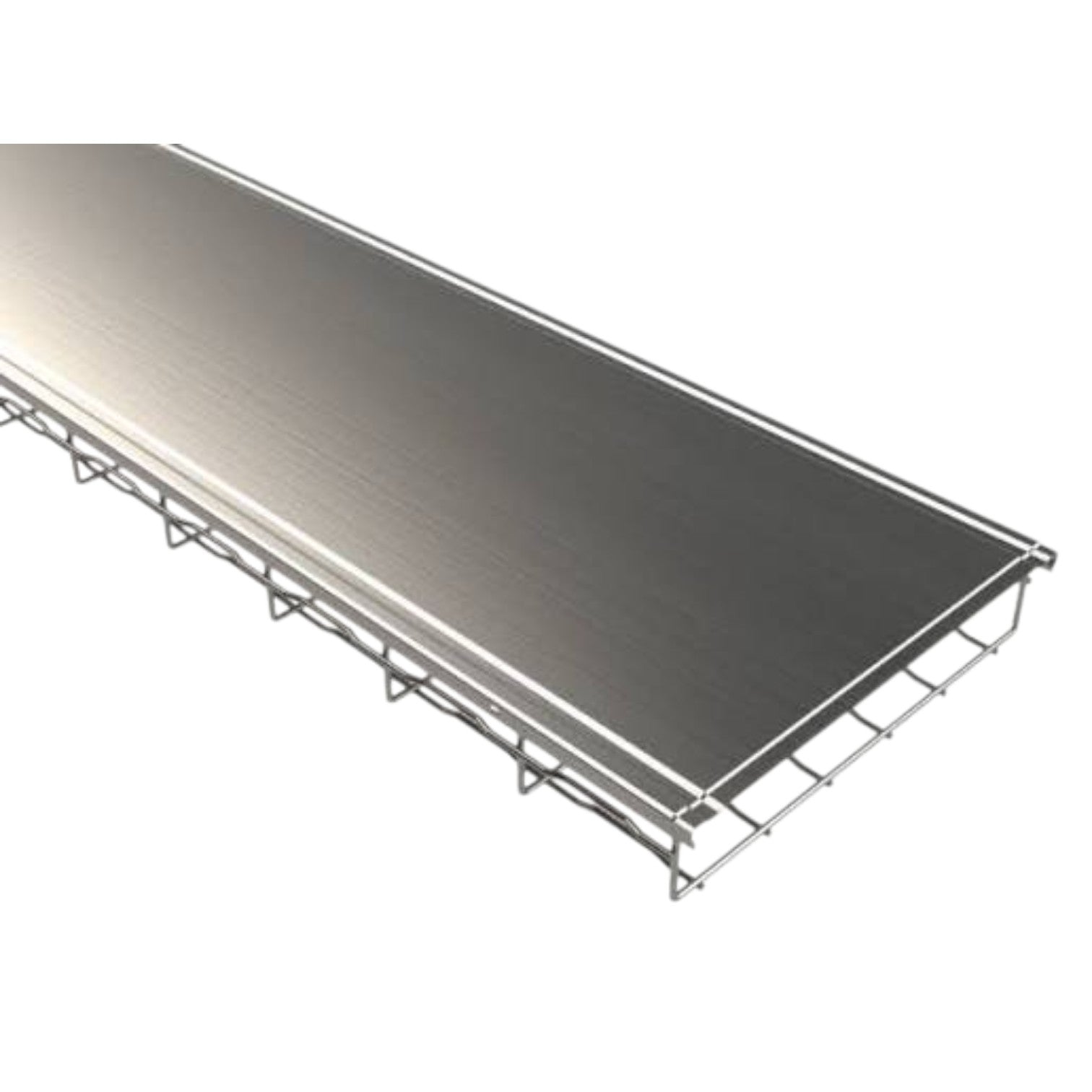 A metal roll-up canopy or awning frame with a dark gray textured top panel, shown at an angle on a plain white background.