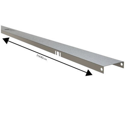 A long, narrow metal channel or rail shown on a plain white background, with a black arrow and text indicating a length of 1500cm.