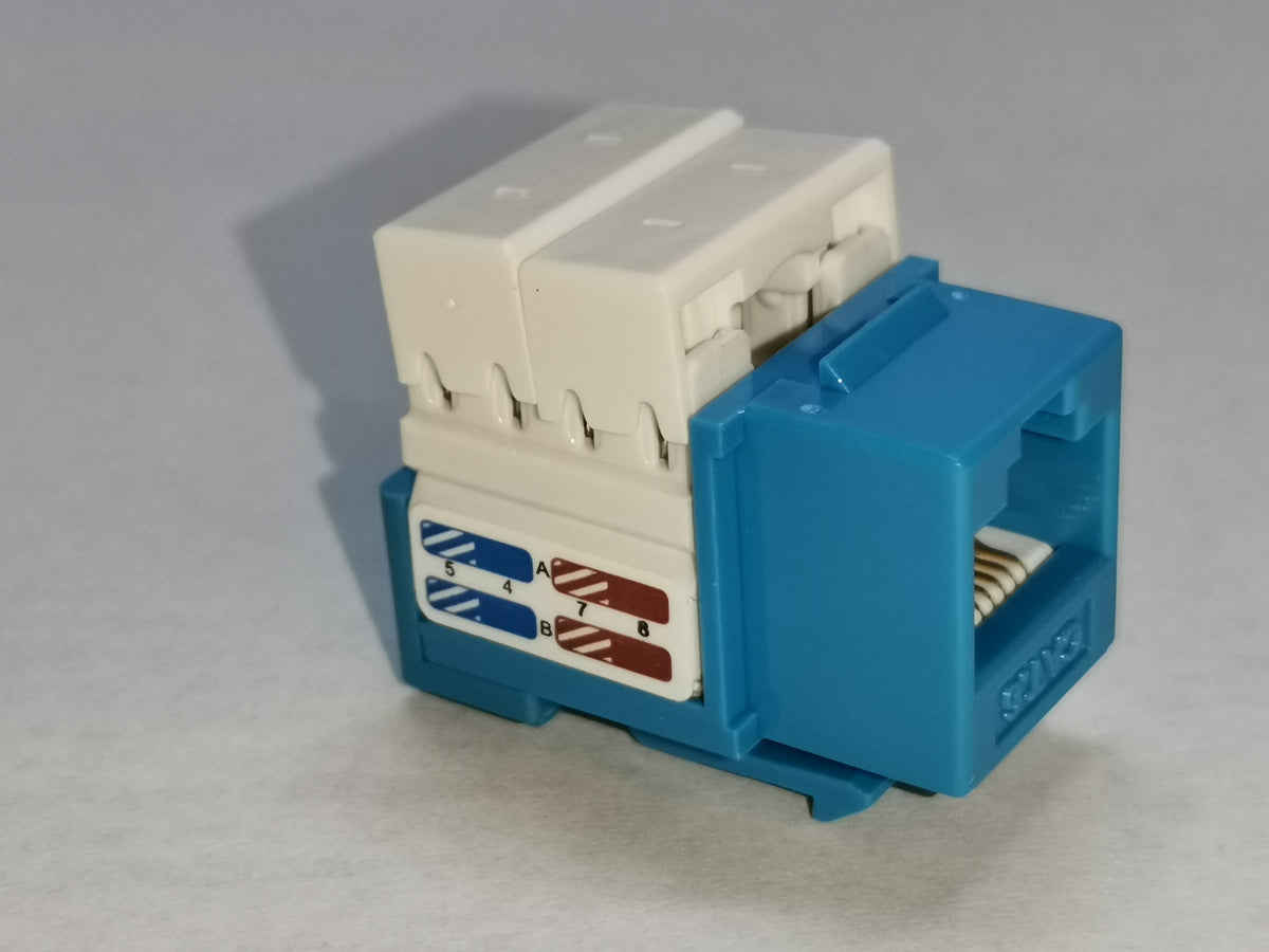 Belkin Cat6 outlet device blue and white Ethernet network connector for wiring installations