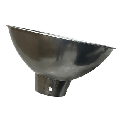 A stainless steel bowl-shaped metal component with a flared base and a small circular hole, shown on a plain white background.