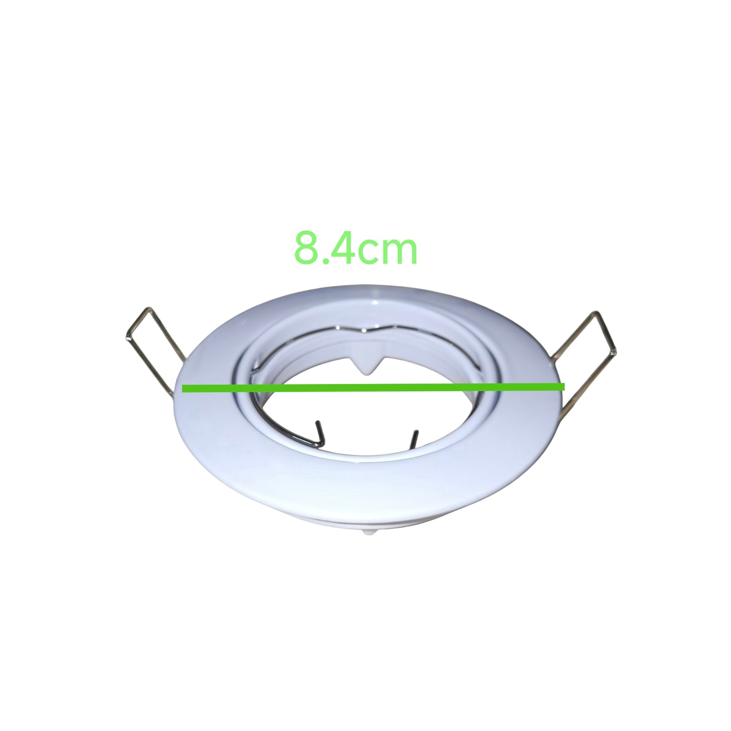Round recessed lighting fixture with measurement label on a white background