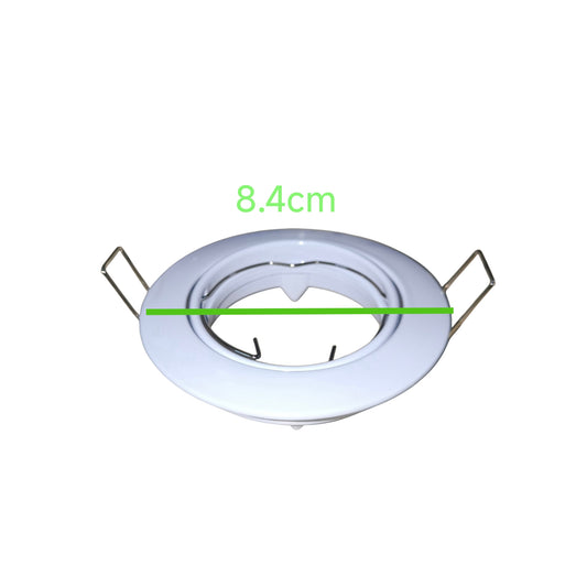 Round recessed lighting fixture with measurement label on a white background