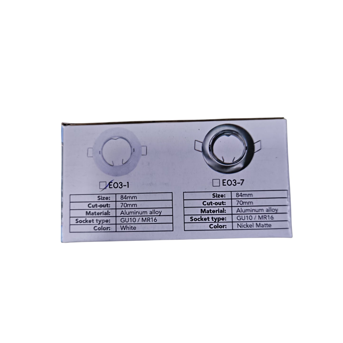 Metallic label with specifications on a white background