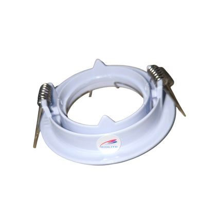 White gas stove burner with two ignitors on a white background