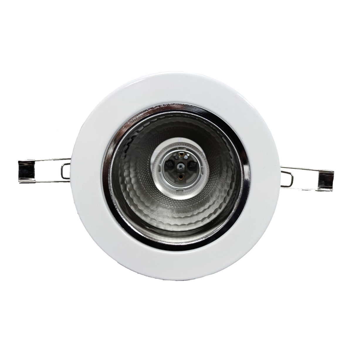 White recessed ceiling light on a white background