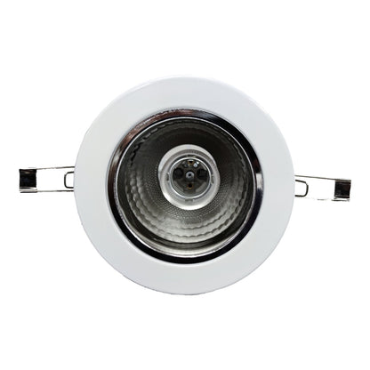 White recessed ceiling light on a white background