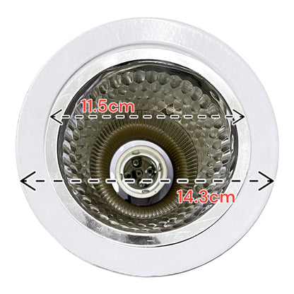 Close-up of a kitchen sink drain with measurements indicated