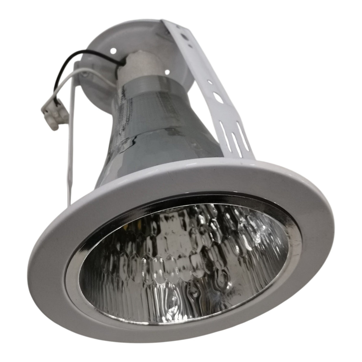 Silver spotlight on a white background