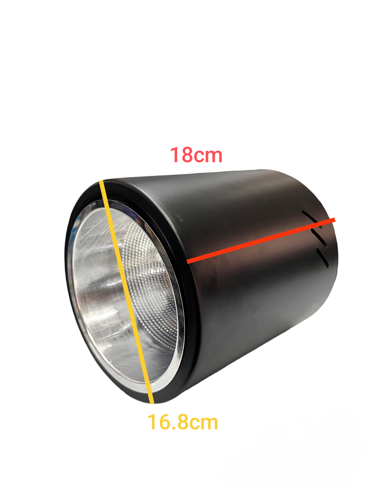 Biglite 6 inch surface mount downlight in black with reflective interior and compact cylindrical design