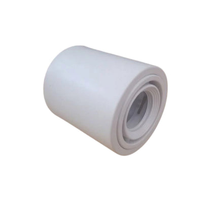 A white plastic cylindrical pipe fitting with a threaded inner bore, shown on a plain white background.