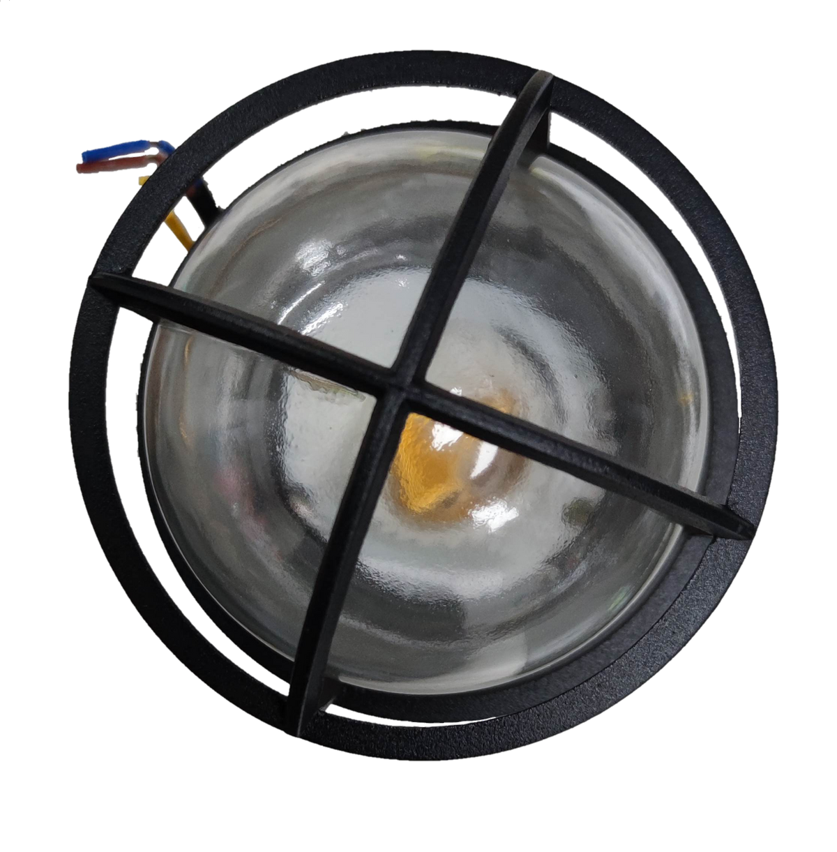 Biglite vapor proof lamp fixture with protective black grid and clear glass cover for lighting installation