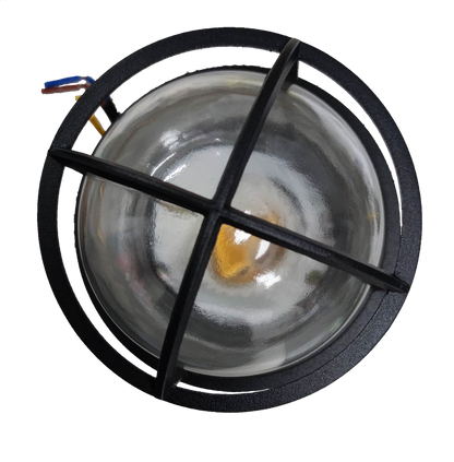 Biglite vapor proof lamp fixture with protective black grid and clear glass cover for lighting installation