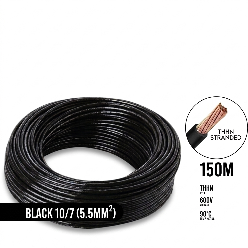 Boston THHN AWG 10/7, THWN 5.5mm² Stranded 150 Meters/Roll Black