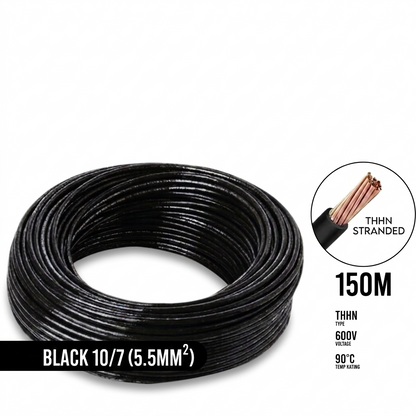 Boston THHN AWG 10/7, THWN 5.5mm² Stranded 150 Meters/Roll Black