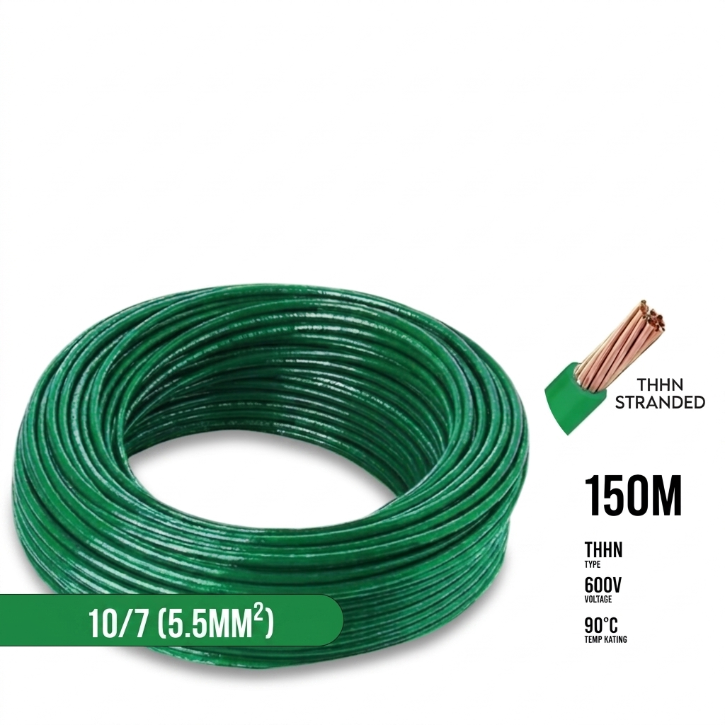 Boston THHN AWG 10/7, THWN 5.5mm² Stranded 150 Meters/Roll Green