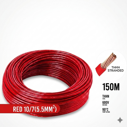 Boston THHN AWG 10/7, THWN 5.5mm² Stranded 150 Meters/Roll Red
