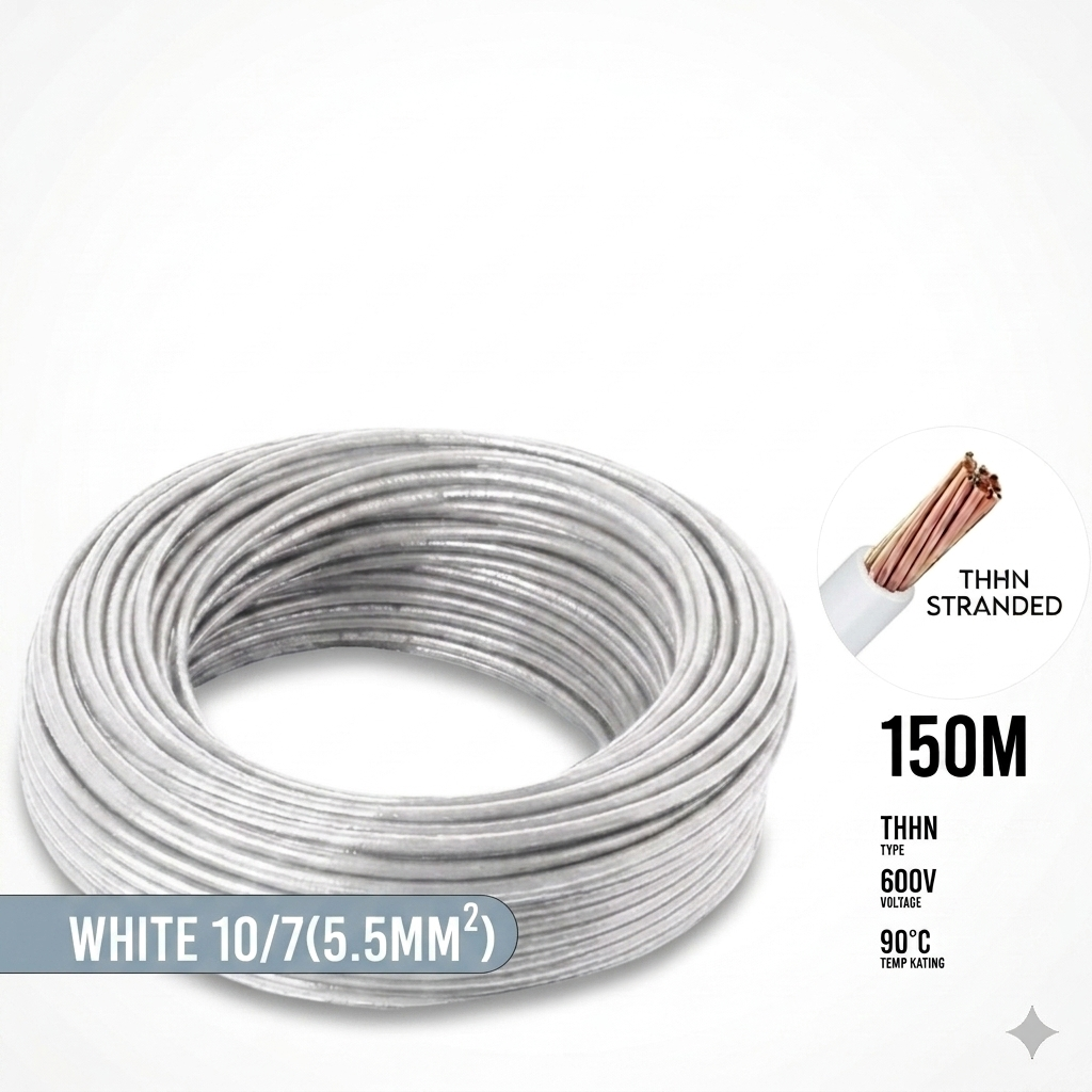 Boston THHN AWG 10/7, THWN 5.5mm² Stranded 150 Meters/Roll White